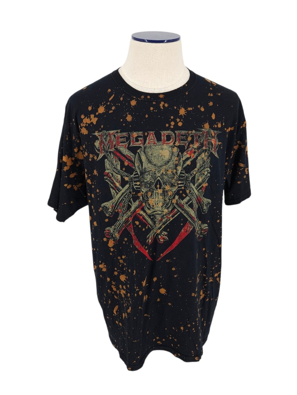 Megadeth Logo Band Shirt Black Skull Short Sleeve Heavy Metal Tee Mens XL
